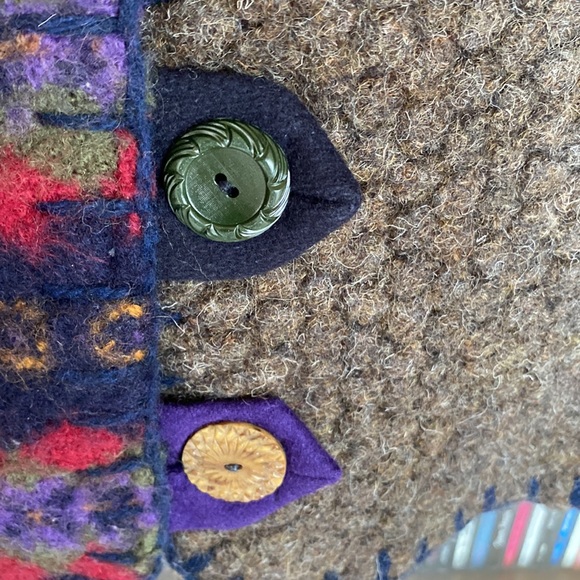 Upcycled Wool BAABAAZUZU Cropped Boxy Jacket Mandarin Collar Size Small/Extra SM - Picture 4 of 12